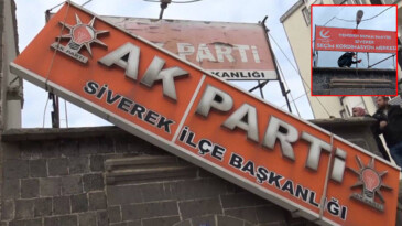 Siverek’te AKP ilçe başkanlığı tabelası söküldü, YRP’nin seçim merkezi oldu